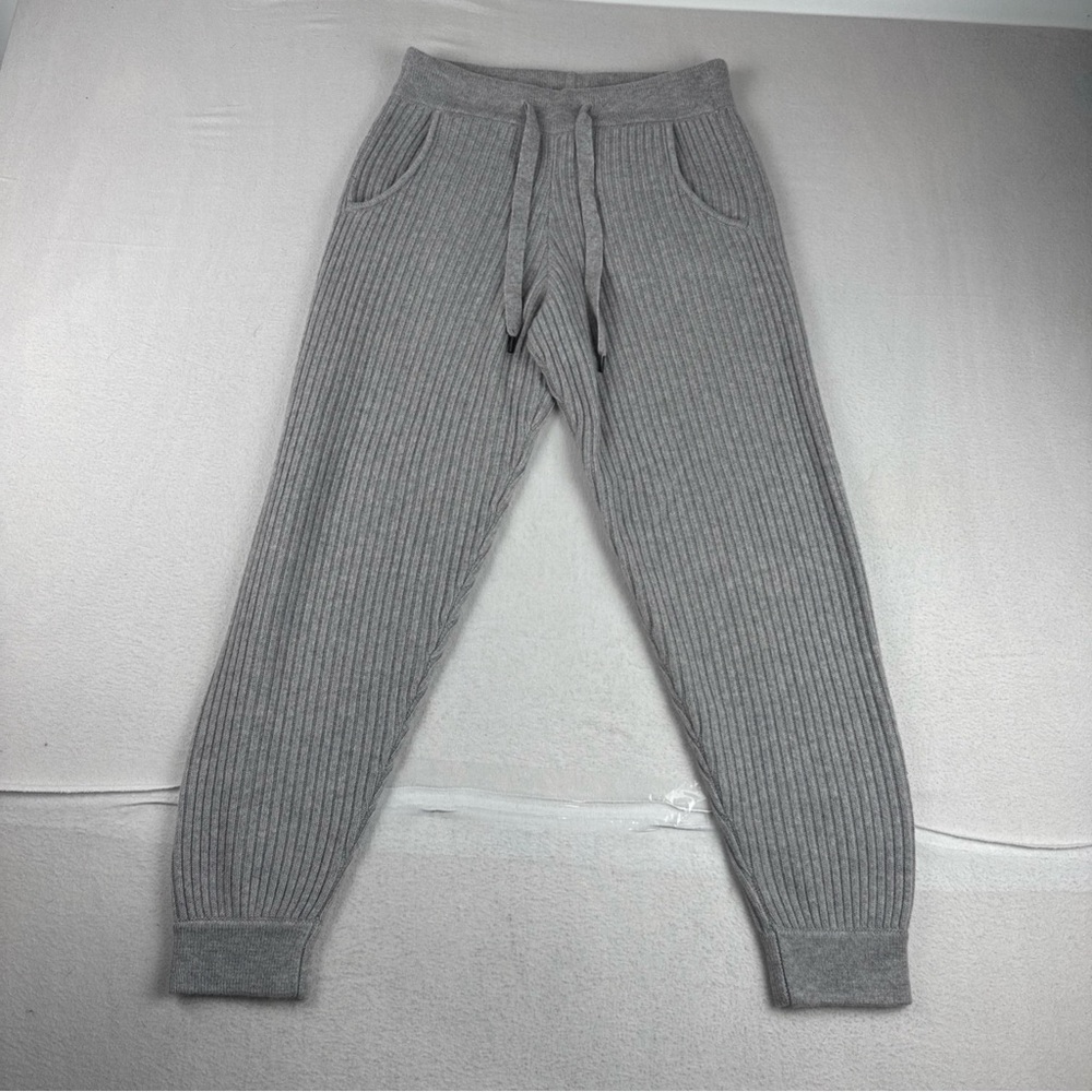 Naked Cashmere Womens Ribbed Jogger Pants 100% Cashmere Gray Small Soft Comfort